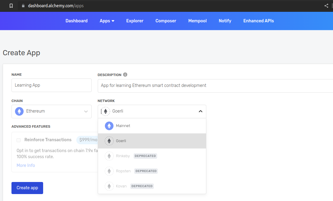 Alchemy Create Goerli App