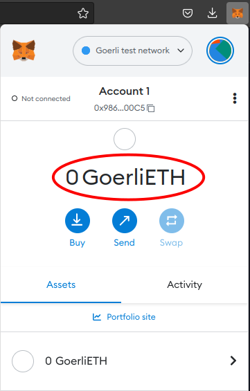 Metamask Goerli ETH